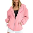thumbnail image 6 of XIAONU Women'S Hoodies Breast Cancer Prevention Monthly Zipper Hooded Long Sleeve Pocket Drawstring Casual Fleece Sports Hoodie, 6 of 6