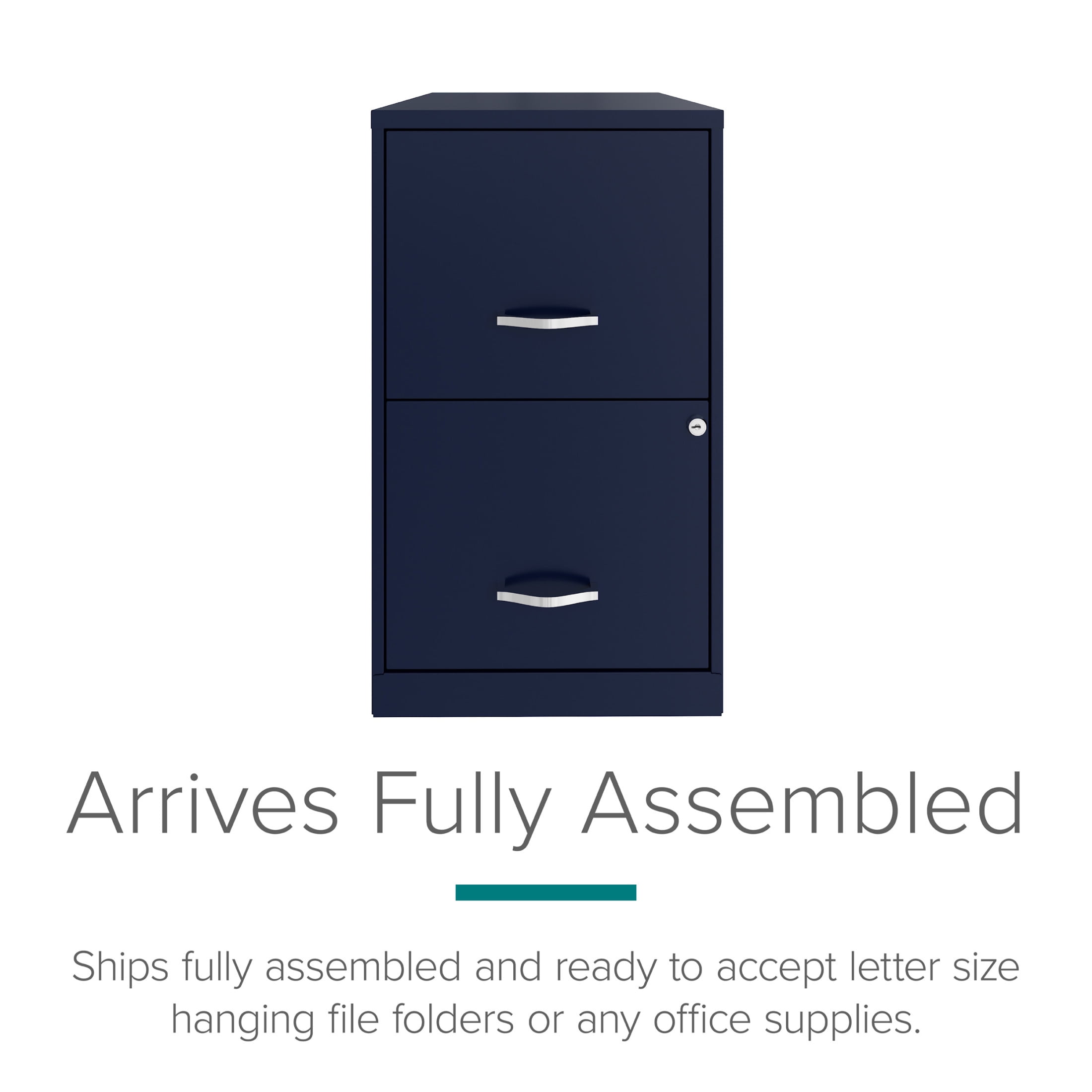 Space Solutions 18" Deep 2 Drawer Letter Width Vertical File Cabinet, Navy