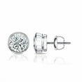 thumbnail image 2 of 14k White Gold Round Lab Grown Diamond Stud Earrings (1 1/4 cttw, E-F, SI1-SI2) Bezel-set, Screw-backs by Diamond Wish, 2 of 3