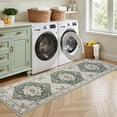 thumbnail image 5 of Hallway Runner Rug Non Slip - Washable 2.6x8 Kitchen Rugs for Living Room, Low-Pile Soft Bedroom Rug Indoor Floor Stain Resistant Carpets for Entryway, Laundry, Bathroom Green Ivory, 5 of 18