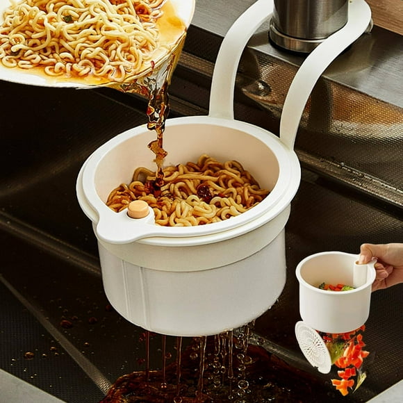 Multifunction Hanging Sink Strainer Basket, Quick Drain Faucet Colander for Kitchen Sink, Triangular Swan Shape Filter for Fruits Vegetables, White