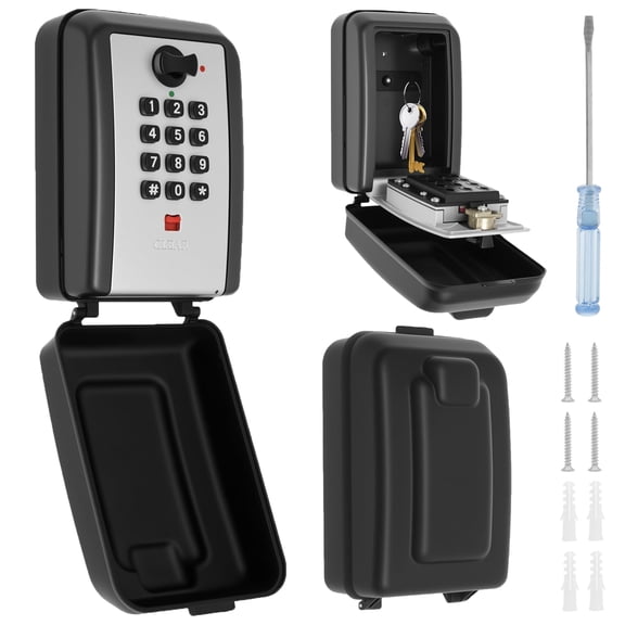 Key Lock Box Wall Mounted Key Storage Box Outdoor Security Lockbox for Key 12 Digit Combination Code Large Capacity & Waterproof Key Lock Box for Home, Office, Garage