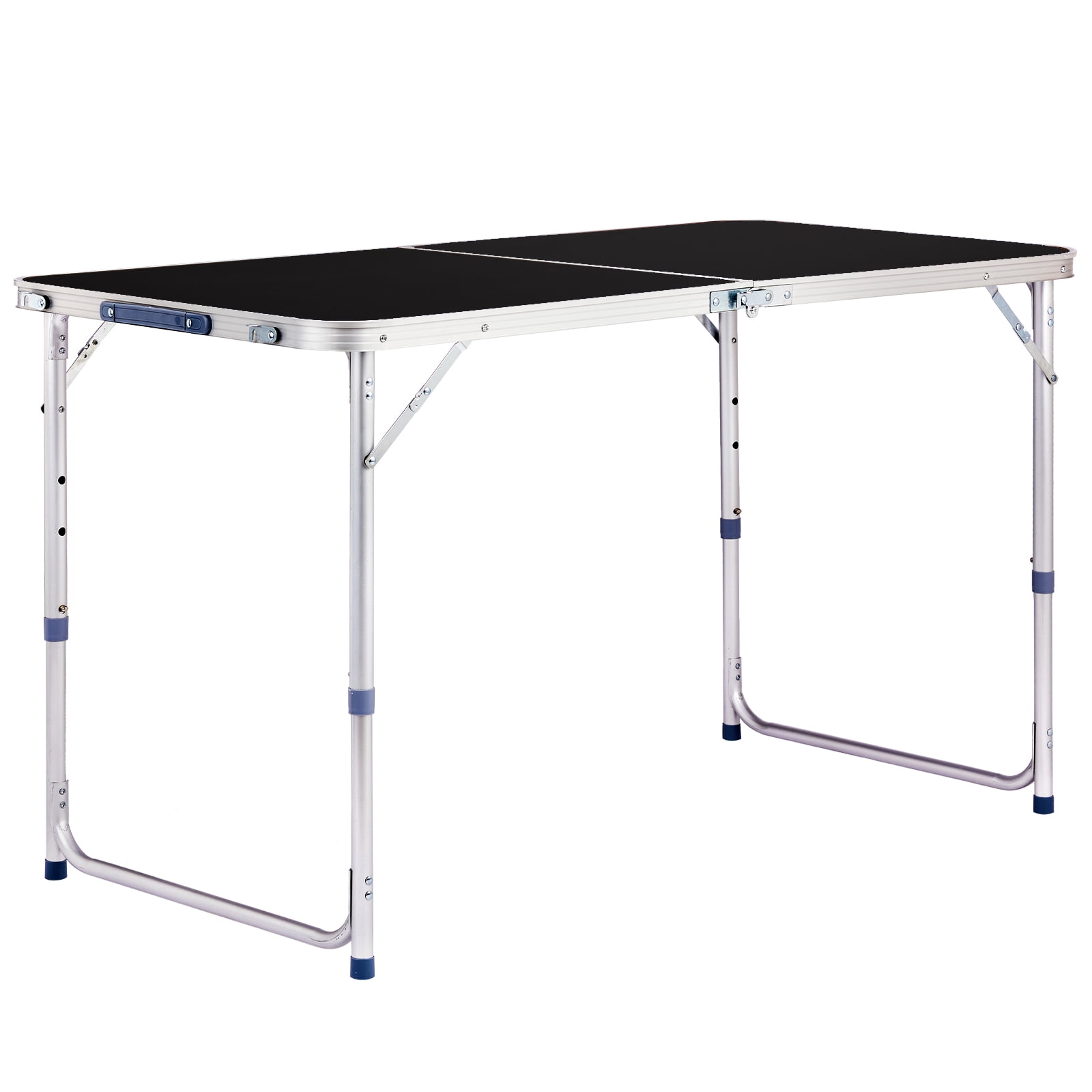 4Ft Portable Multipurpose Folding Table - Height Adjustable, Easy to Clean, for Family Reunions, Picnics, Camping black