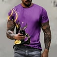 thumbnail image 3 of Charella Carnival T-shirts for Men Mardi Gras Decorations Short Sleeve Crewneck Tops 2024 Men Clothing Casual Fashion,Purple,M, 3 of 5