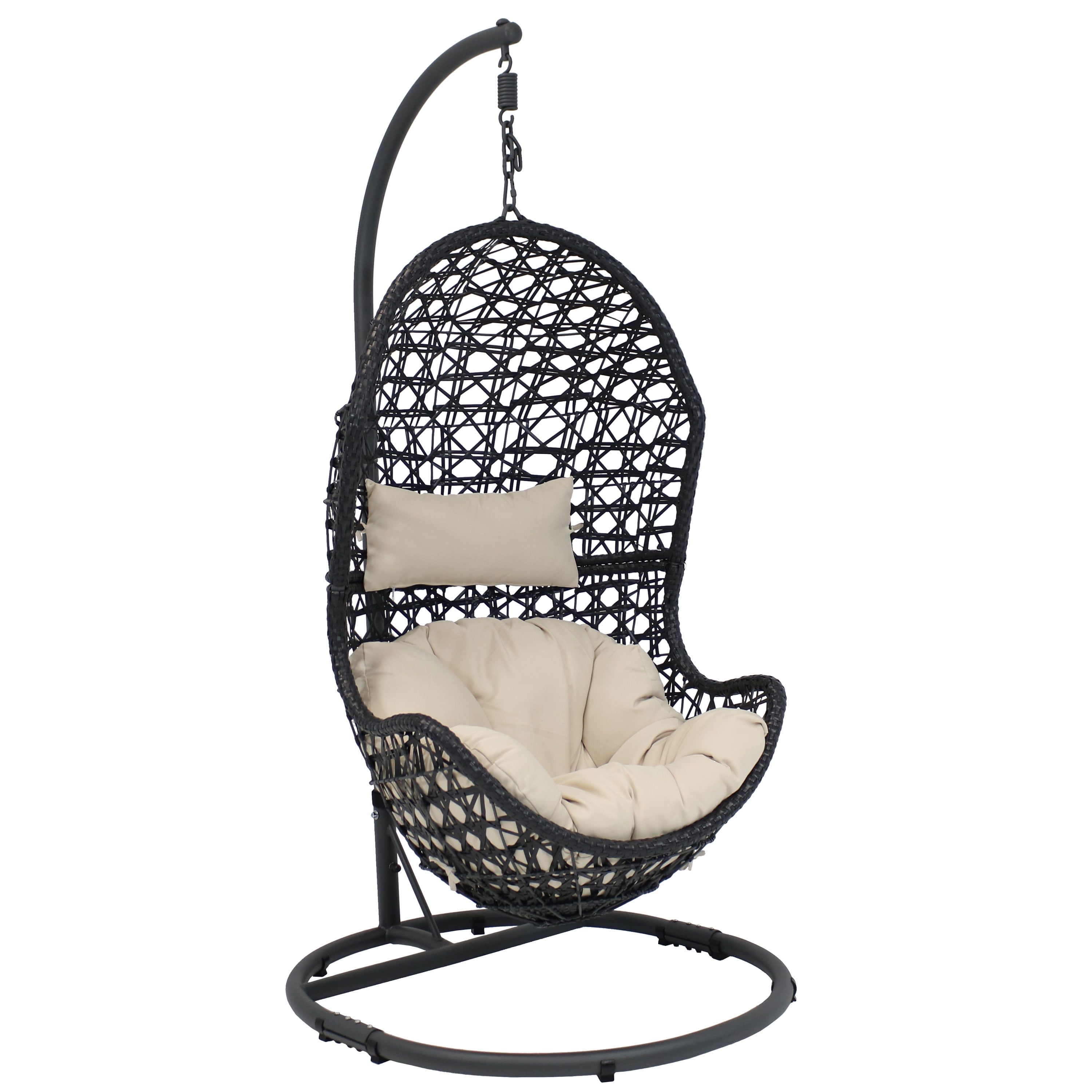 Sunnydaze Cordelia Hanging Egg Chair Swing with Steel Stand Set, Resin