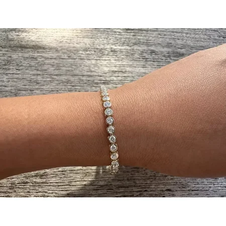 "5 Ct Round Simulated Diamond Tennis Bracelet, 925 Sterling Silver Yellow Gold Plated, Elegant Jewelry for Women"