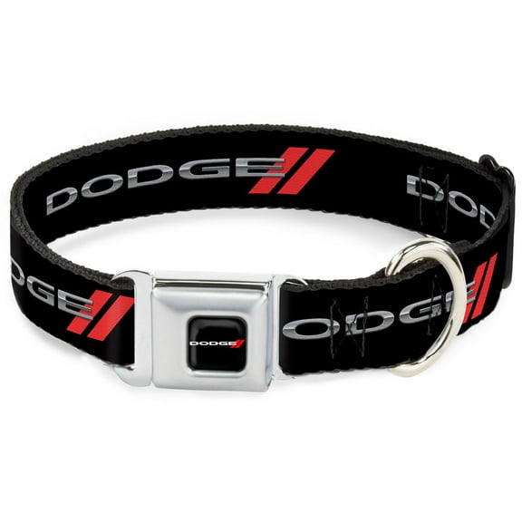 Dodge Pet Collar, Dog Collar Metal Seatbelt Buckle, Dodge Red Rhombus Repeat, 9.5 to 13 Inches 1.0 Inch Wide