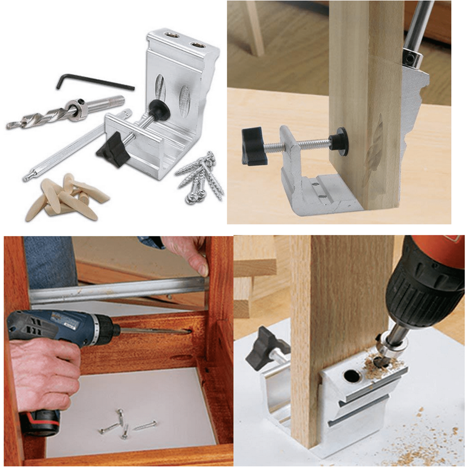 Details about   Pro Pocket Hole Jig Kit 850 Easy Drill System Woodworking Screw Drill Heavy Duty 