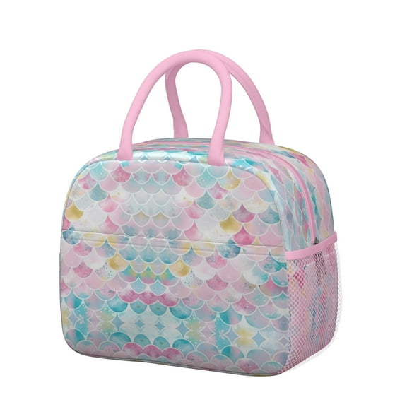 Reusable Mermaid Lnsulated Lunch Bag for Women & Men-Leakproof Water-Resistant Cooler Tote,Large Capacity(10.6x8.7x6.3in)for Work,Office,Travel,Picnic,Beach.