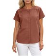 thumbnail image 6 of ClodeEU Women's Round Neck Short Sleeve Blouses,Casual Loose Fit Shirts for Summer ,Women's Plus S, 6 of 7
