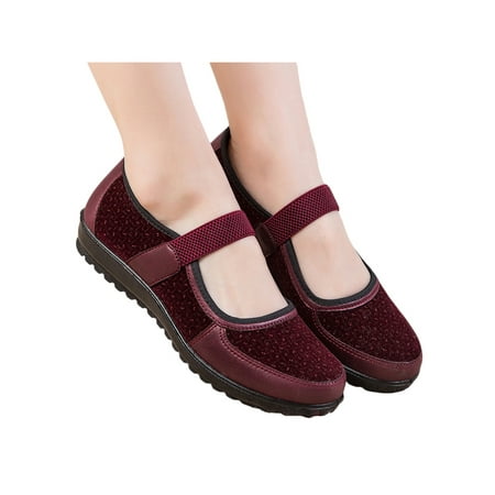 

Knit Upper Sneakers for Women Casual Mesh Walking Shoes Breathable Slip On Loafers Flats Red 6