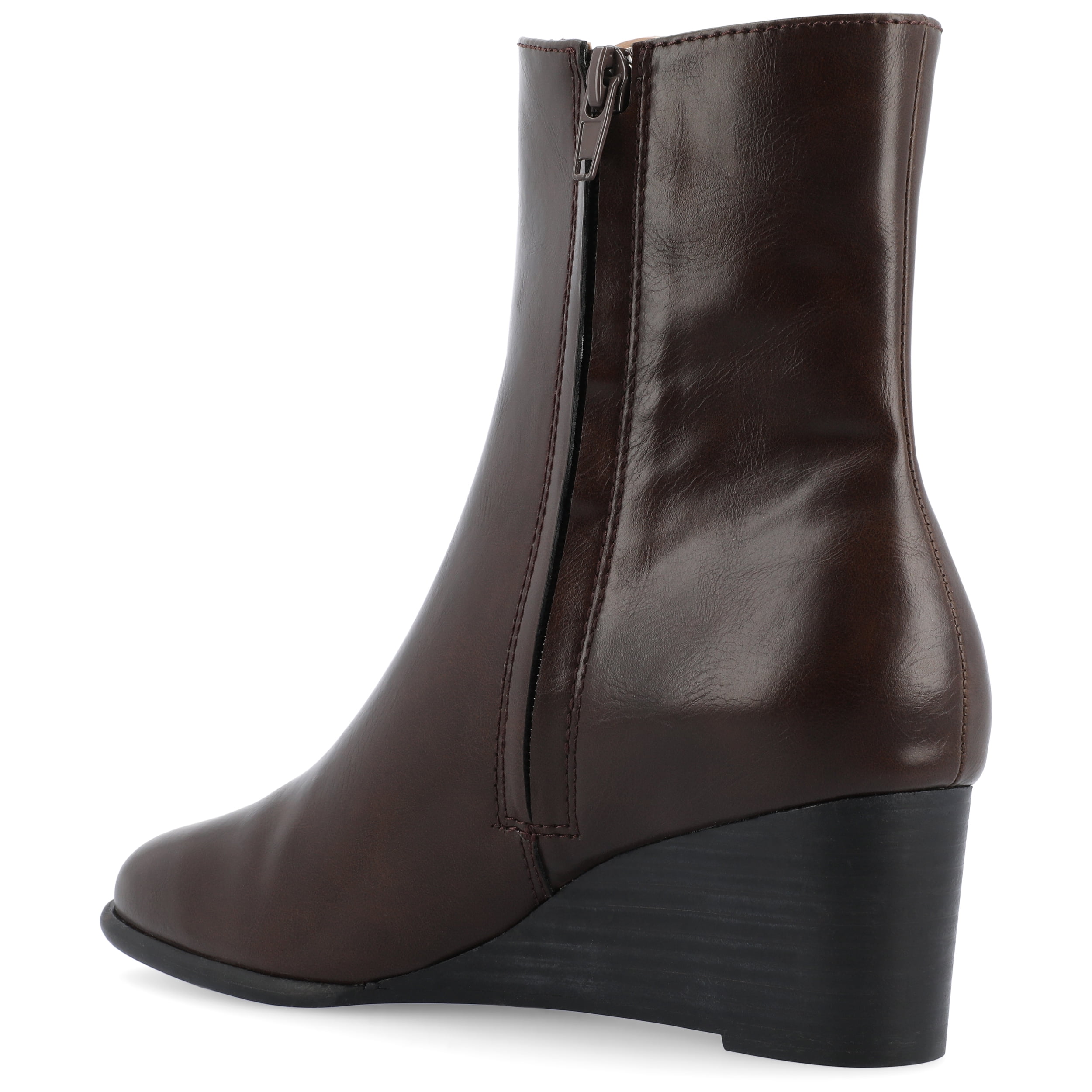 Journee Womens Kylo Stacked Wedge Heel Soft Square Toe Booties