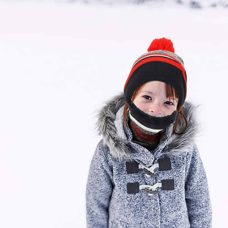 Winter Warm Hat Gloves Scarf Set Beanie Knitted For Toddler Kids Boys Girls