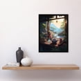 thumbnail image 2 of Tranquil Tea Ceremony in Nature Painting Japanese Hospitality Traditional Customs at Sunrise in Forest River Landscape Art Print Framed Poster Wall Decor 12x16 inch, 2 of 3