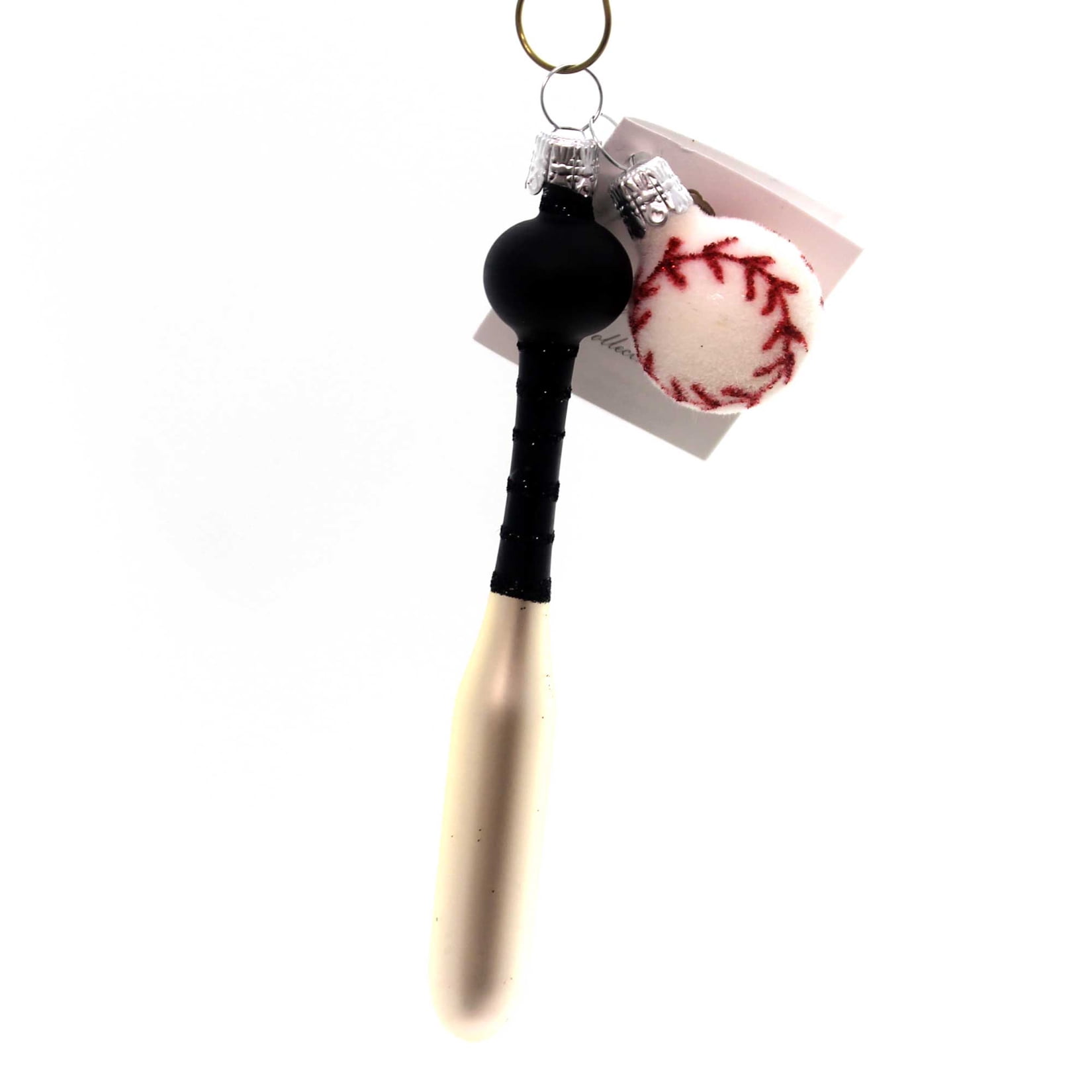 Golden Bell Collection BASEBALL & BAT Glass Ornament Czech Sports Nv231
