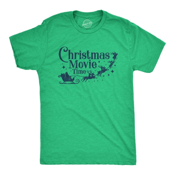 Mens Christmas Movie Time T Shirt Funny Holiday Tradition Santa Claus Graphic Novelty Tee Graphic Tees