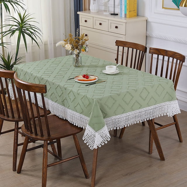 Mantel de lino con borde soluble en agua, mantel para mesa de comedor, mantel para mesita de noche, mantel para mesa de café, mantel para mueble de TV, mantel redondo