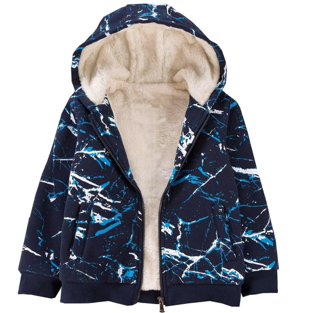 Chaqueta Bumeex para niños con forro polar sherpa, con forro polar, azul, camuflaje, 5t