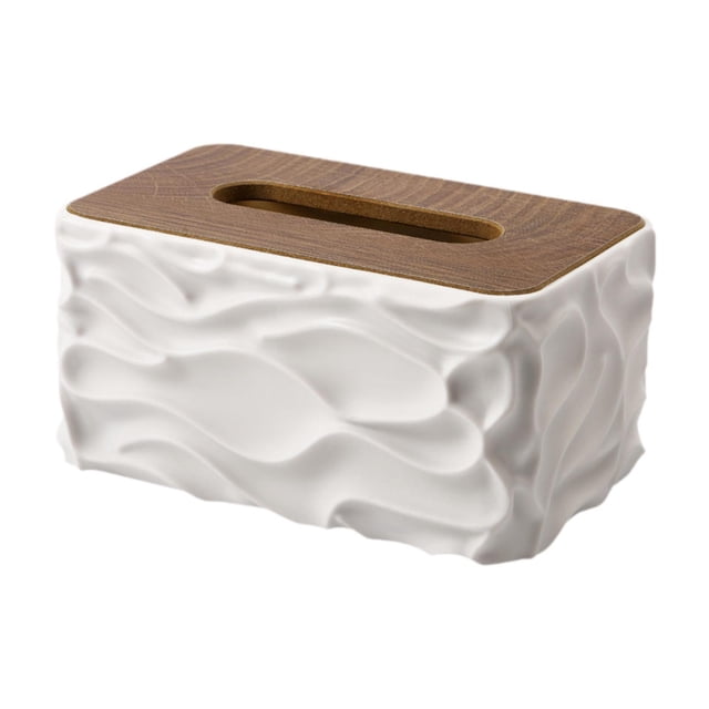 Elegante y moderno porta servilletas rectangular para encimera de cocina. Blanco