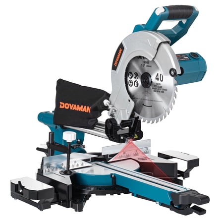 DOVAMAN 10-Inch Sliding Compound Miter Saw 15-Amp Power Miter Saw with 3 Blades Dual-Speed 4500/3200 RPM Sliding Miter Saw for Wood PVC & Soft Metal Laser Guide