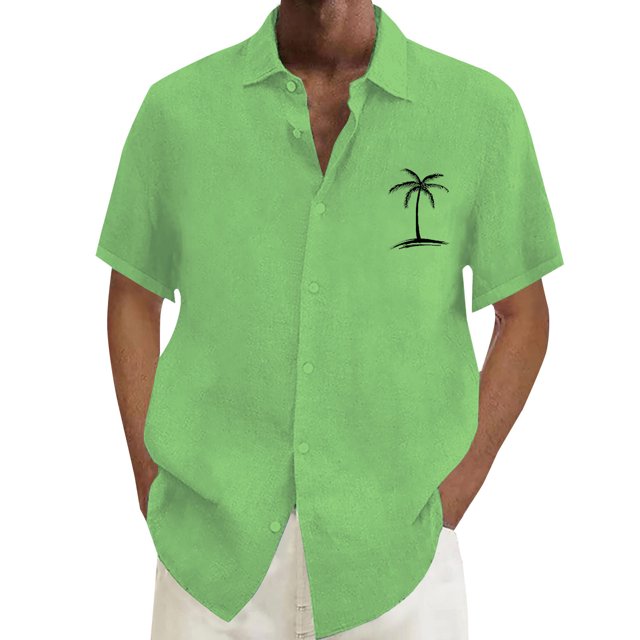 XDZJLR Chemises pour Hommes Décontractées Été Plage Manches Courtes Mode Imprimé Cocotier