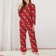 thumbnail image 2 of Balery Bulldog Red Conjunto de Pijama con Estampado para Mujer, Conjunto de Dos Piezas con Manga Larga, Ropa de Dormir Suave con Bolsillos, Pijamas Cómodos-Medium, 2 of 7
