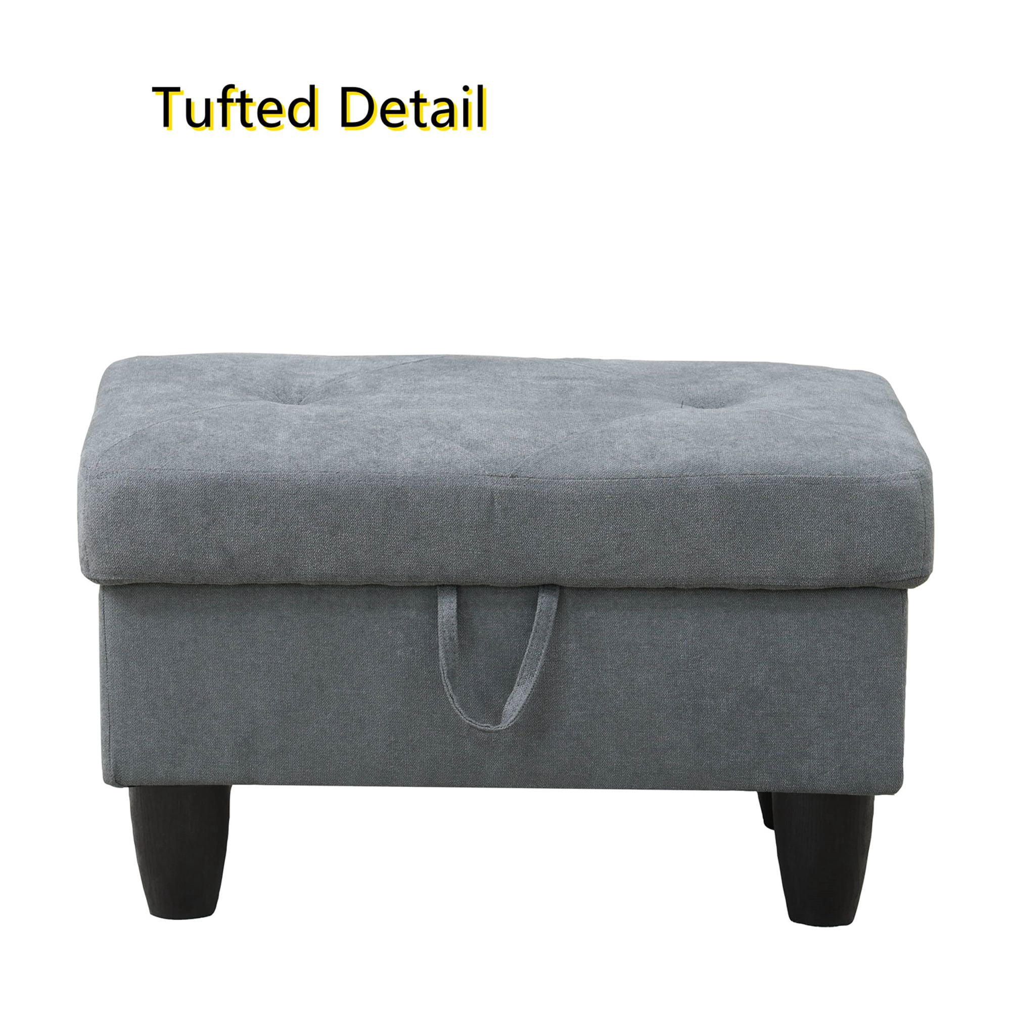 Aukfa 29" Storage Ottoman Bench with Lift Top for Home Office, Flannel, Dark Gray