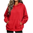 thumbnail image 2 of SYwaren Women's Casual Hoodies Solid Color Long Sleeve Button Pocket Loose Fit Pullover Sweatshirt, 2 of 8