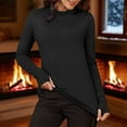 thumbnail image 3 of Otntypg Fall Thermal Shirts for Women Base Layer Soft Fleece Lined Long Sleeve Top Thermal Underwear Winter Cold Weather with Thumb Hole Black S, 3 of 10
