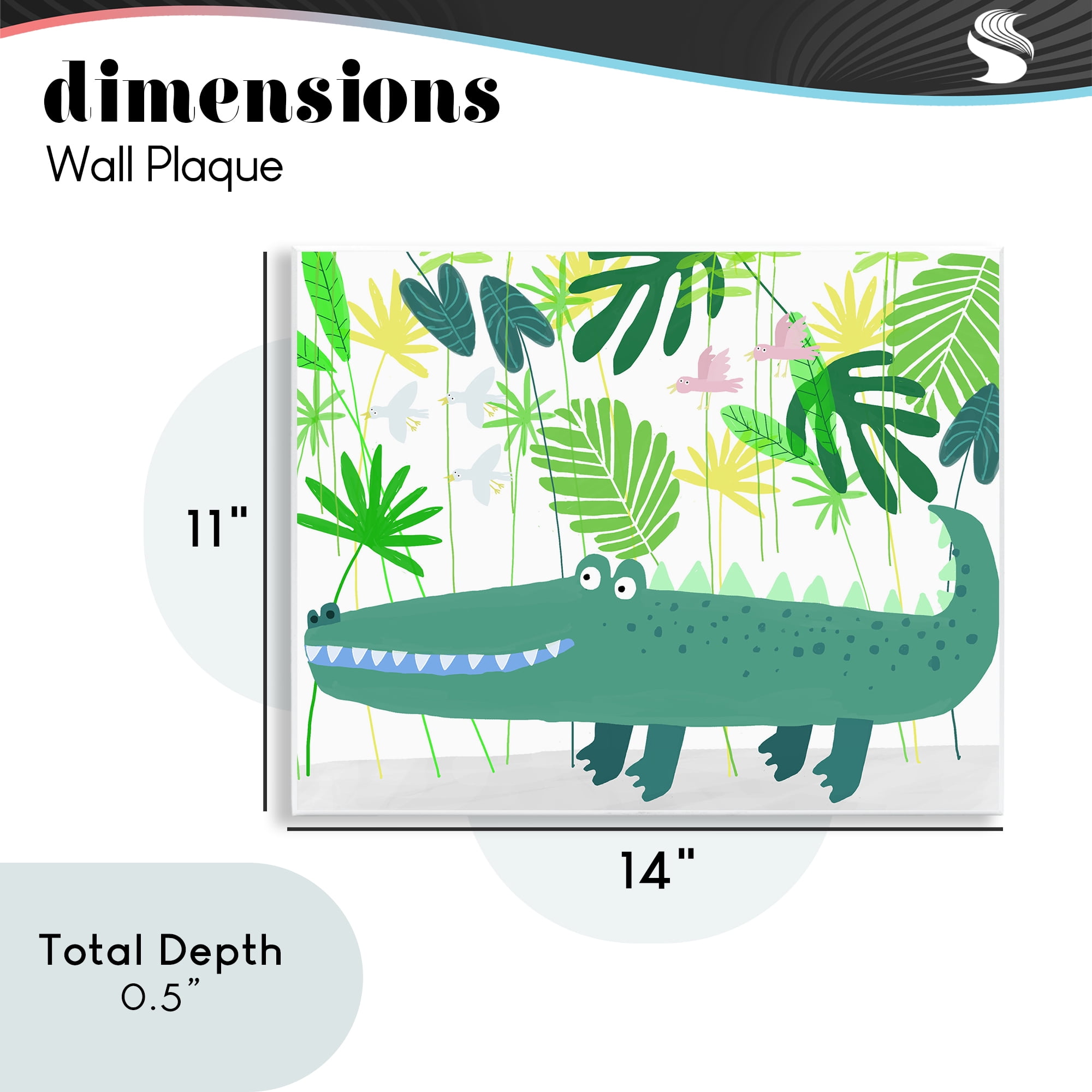 Stupell Industries Crocodile Jungle & Leaves Wall Plaque Art, design by Carla Daly
