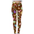 thumbnail image 4 of DDAPJ pyju 2025 Easter Leggings for Women Bunny Eggs Print Yoga Pants Buttery Soft Casual Tights Novelty Holiday Bottoms Brown L, 4 of 5