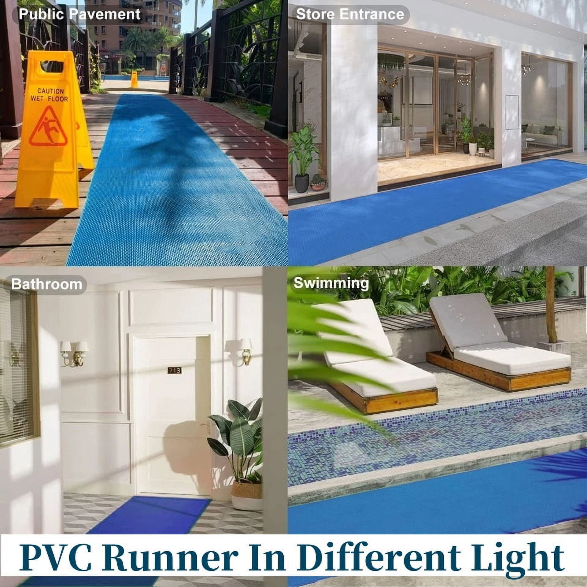 OVYEOFR Pool Deck Drainage Mat – 3 x 10Ft PVC UV-Proof Heavy Duty Outdoor Flooring for Wet Areas, Doubles as Restaurant Floor Mats(Blue)