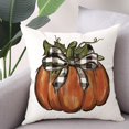 thumbnail image 3 of Fall Decorative Pillow Covers 18 x 18 Inch Set of 2 Orange Pumpkin with Buffalo Plaid Bow Autumn Seasonal Pillow Case Thanksgiving Decorations for Sofa Couch Living Room, 3 of 4