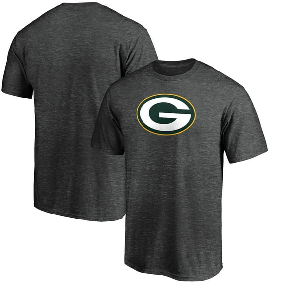 Men's Fanatics Heather Charcoal Green Bay Packers Primary Logo T-Shirt