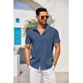 thumbnail image 4 of COOFANDY Men's Cuban Guayabera Short Sleeve Button Down Shirt - Casual Summer Beach Linen Shirts, 4 of 6