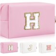thumbnail image 1 of HSHDLDF Personalized Initial Letter Patch Makeup Bag, Preppy Chenille Letter Cosmetic Pouch with Zipper, Color2-White-H, 1 of 7