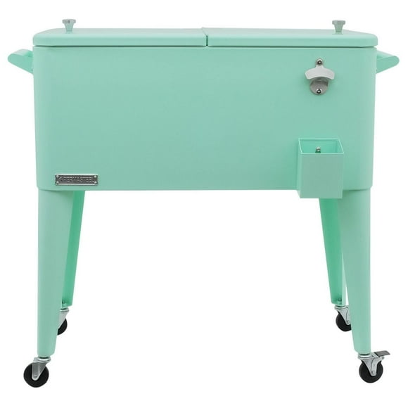 Permasteel Glacière de patio roulante 80 Qt, capacité 110 canettes, acier peint par poudrage (Menthe)
