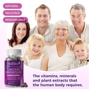 (2 Pack)Mulittea Calcium Magnesium Zinc Gummies with Vitamin D3 & Elderberry, Support Bone, Muscle & Immune Health - Blueberry - 120 Vegan Gummies