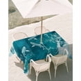 thumbnail image 3 of 54x80 Inch Outdoor Tablecloth with Umbrella Hole Zipper Rectangle Teal Green Ocean Shark Rectangular Tablecloths Outside Waterproof Coastal Wave Summer Beach Patio Table Cloth Cover for Picnic Party, 3 of 8