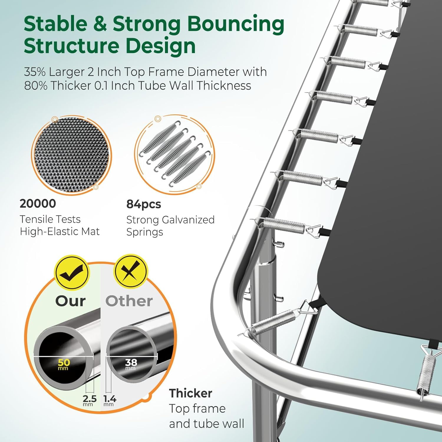 8x14ft Rectangle Trampoline, Segmart 1600LBS Weight Capacity Trampoline for Adult Kids, Outdoor Rectangle Trampolines for Backyard, Large Gymnastics Trampolines with Enclosure Net & Football Target