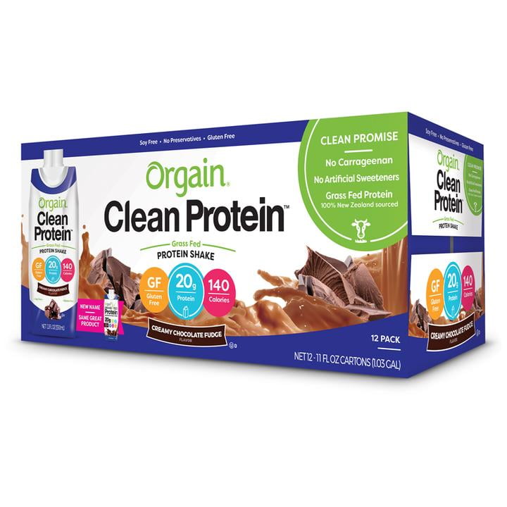 Orgain Grass Fed Clean Protein Shake, Chocolate, 20g Protein, 11 Fl Oz