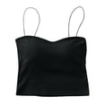 thumbnail image 2 of Mifsaly Camisole with Built in Bra for Women Square Neck Spaghetti Strap Cami Shirts Seamless Lightweight Slim Fit Layering Tank Tops Black,Free Size, 2 of 6