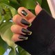 thumbnail image 2 of Uñas postizas cortas acrílicas negras $Uñas francesas con contraste en negro y verde $Parche para uñas postizas impermeable y extraíble, 2 of 5