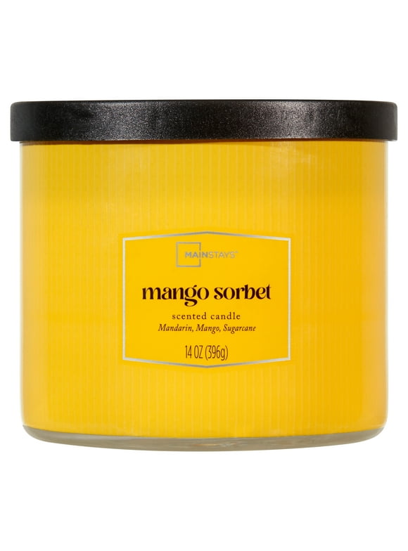 Mainstays 3-Wick Textured Wrapped Mango Sorbet Scented Candle, 14 oz