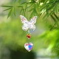 thumbnail image 1 of Colgante de campanilla de viento de cristal de lujo con atrapasol, artesanía de jardinería, mariposas acrílicas, recuerdo de cristal colgante, 1 of 5