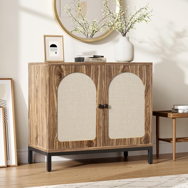 Buffet Bahut en Rotin, Table d'Entrée, Armoire de Rangement d'Accent, Table Console pour Couloir, Salon, Salle à Manger