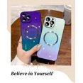 thumbnail image 3 of Gradient Glass Magnetic Phone case with Glass Back Panel, Silicone Frame, Reserved Lanyard Hole, Drop-Proof, for iPhone 15 14 13 12 Pro Max Plus Phone Case (P3,iPhone 14 Plus), 3 of 7