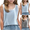 thumbnail image 1 of Tranfacy Gilet d'Automne pour Enfants 6-15 Ans Débardeurs pour Filles Chandail Sans Manches à Rayures à Col Rond pour Garçons et Filles, 1 of 4