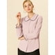 thumbnail image 2 of Blusa De Manga Larga Con Cuello Peter Pan Y Volantes Para Mujer Rosa XL, 2 of 6
