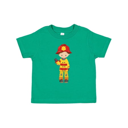 

Inktastic Fireman Firefighter Firefighting Brown Hair Gift Toddler Boy Girl T-Shirt